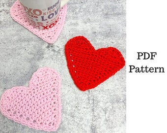 Heart Coasters Crochet Pattern, Heart Crochet PDF Pattern, Crochet Valentines Day Pattern, Downloadable PDF Pattern, Free Crochet Pattern