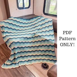 Sea Breeze Ripple Stitch Häkeldecke Muster, Easy Wave Afghan (PDF Download)