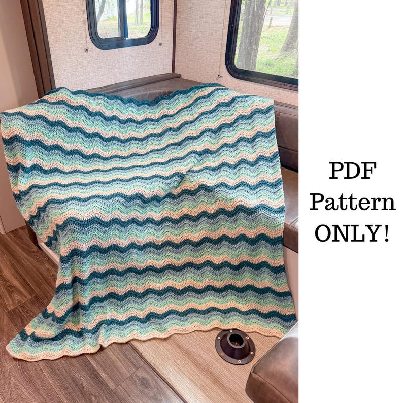 Sea Breeze Ripple Stitch Crochet Blanket Pattern, Easy Wave Afghan (PDF ...