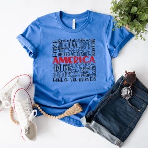 America Shirt, 4th of July T-Shirt, America Tee, 4th of July Apparel, Patriotic Tee, Plus Size, America T Shirt, Blue 4th of July Shirt