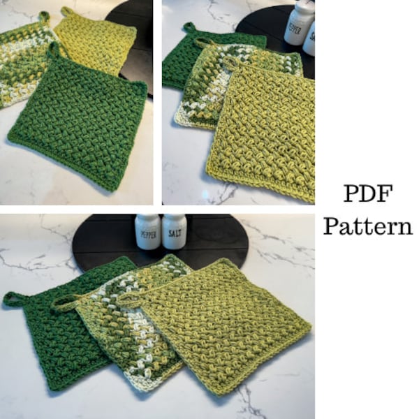 Easy Bean Stitch Potholder Crochet Pattern, Potholders Pattern, Crochet PDF Pattern, Potholder Crochet Pattern, Downloadable PDF Pattern