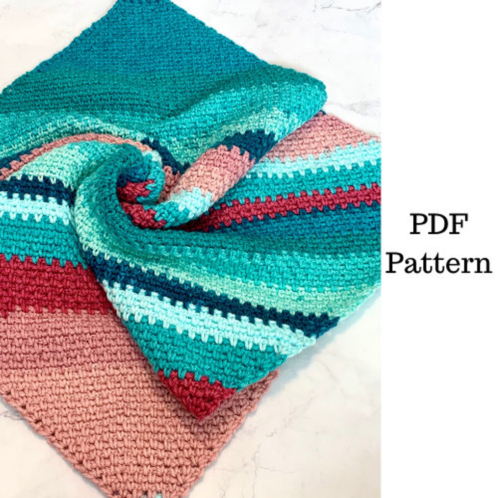 C2C Moss Stitch Blanket Crochet Pattern Just My Stripe Etsy