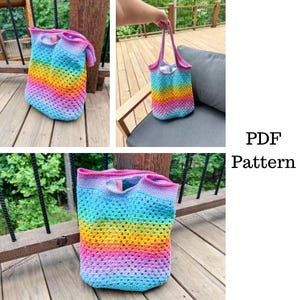 Granny Beach Bag Crochet Pattern, Tote Bag Crochet Pattern, Crochet Bag Pattern, Downloadable PDF Pattern, Free Crochet Pattern