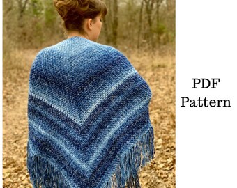 Denim Shawl Crochet Pattern, Shawl Crochet PDF Pattern, Downloadable PDF Pattern, Mandala Ombre Crochet Pattern, Free Crochet Pattern