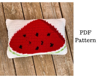 Watermelon Pillow, Crochet Pattern, Pillow Crochet Pattern, Crochet PDF Pattern, Downloadable PDF Pattern, Free Crochet Pattern, Color Chart