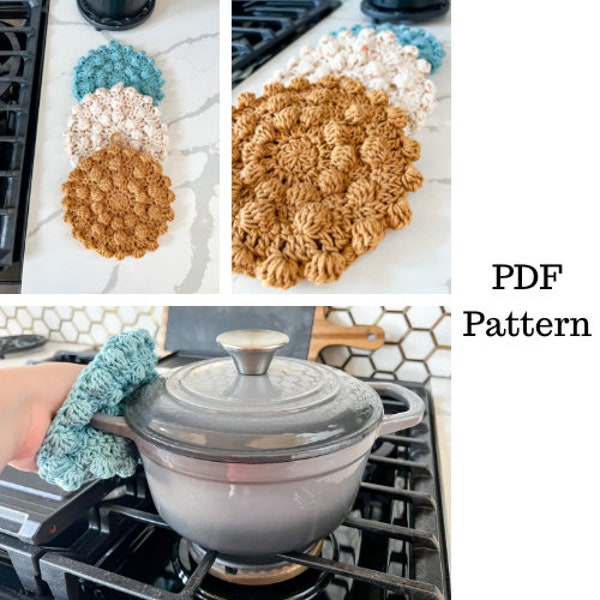 Round Potholder Crochet Pattern, Potholders Pattern, Crochet PDF Pattern, Easy Potholder Crochet Pattern, Downloadable PDF Pattern