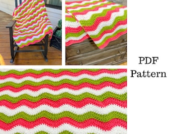Easy Ripple Baby Blanket Crochet Pattern, Ripple Stitch Baby Blanket, Crochet PDF Pattern, Blanket Crochet Pattern, Downloadable PDF Pattern