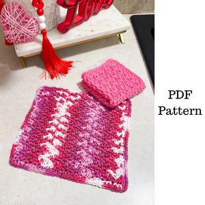 Easy Valentine&#39;s Day Washcloth Crochet Pattern, Beginner Pattern, Crochet PDF Pattern, Dishcloth Crochet Pattern, Downloadable PDF Pattern