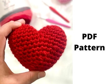 Amigurumi Heart Crochet Pattern, Heart Crochet PDF Pattern, Crochet Valentines Day Pattern, Downloadable PDF Pattern, Free Crochet Pattern