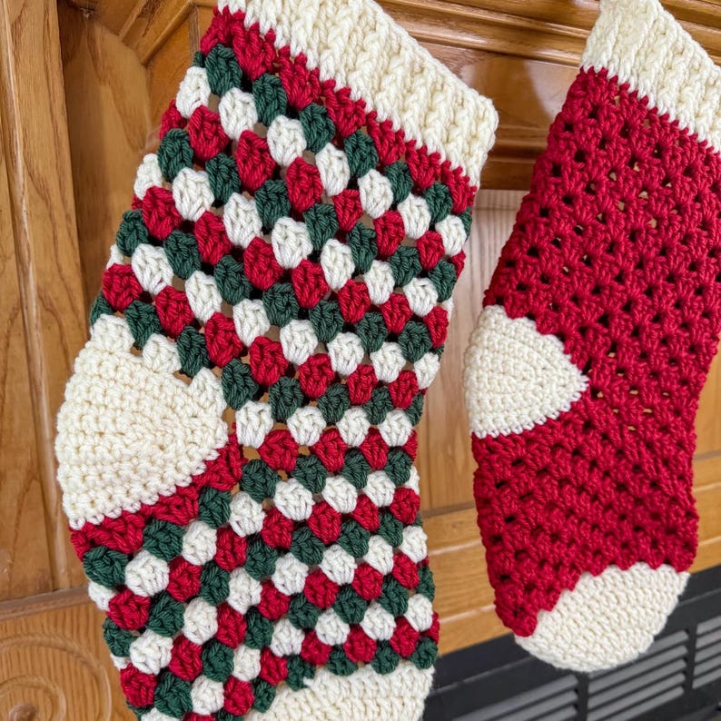 Granny Stripe Christmas Stocking Crochet Pattern, Stocking Pattern ...