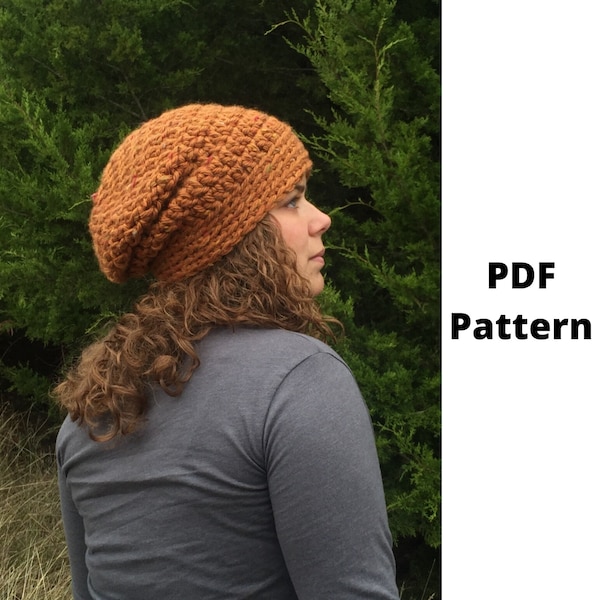 Chunky Slouchy Beanie Crochet Pattern, Crochet PDF Pattern, Chunky Hat Crochet Pattern, Downloadable PDF Pattern, Free Crochet Pattern