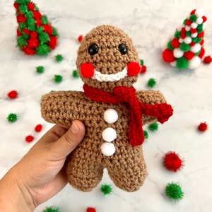 Gingerbread Man Crochet Pattern, Crochet PDF Pattern, Stuffie Crochet Pattern, Downloadable PDF Pattern, Free Crochet Pattern, Christmas image 2