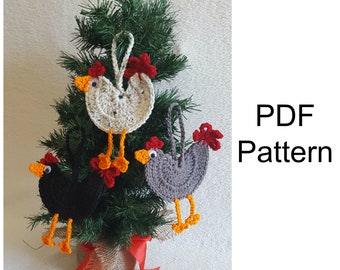 Crochet PDF Pattern, Ornament Crochet Pattern, Downloadable PDF Pattern, Crochet Pattern, Chicken Ornament Pattern, Chicken Crochet Pattern