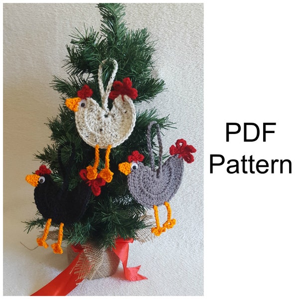 Crochet PDF Pattern, Ornament Crochet Pattern, Downloadable PDF Pattern, Crochet Pattern, Chicken Ornament Pattern, Chicken Crochet Pattern