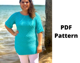 Lake Breeze Tee Crochet Pattern, Summer Top Crochet Pattern, Crochet PDF Pattern, Downloadable PDF Pattern, Free Crochet Pattern