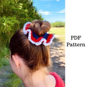 4th of July Hair Scrunchie Crochet Pattern, Crochet PDF Pattern, Downloadable PDF Pattern, Crochet Pattern, Free Crochet Pattern image 1