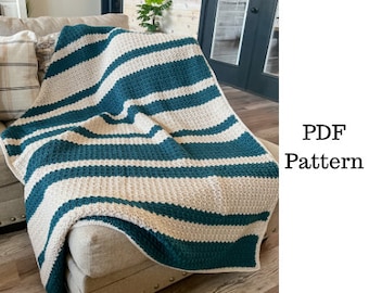 Striped Wattle Stitch Throw Blanket Crochet Pattern, Crochet PDF Pattern, Blanket Crochet Pattern, Downloadable PDF Pattern, Free Pattern