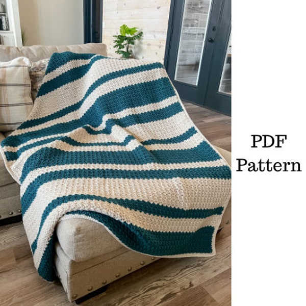 Striped Wattle Stitch Throw Blanket Crochet Pattern, Crochet PDF Pattern, Blanket Crochet Pattern, Downloadable PDF Pattern, Free Pattern