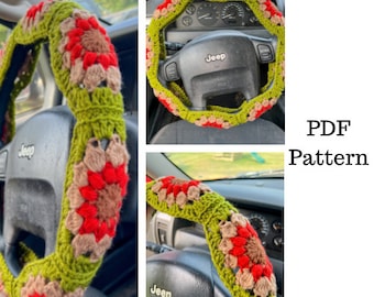 Retro Steering Wheel Cover Crochet Pattern, Steering Wheel Cover Pattern,  Crochet PDF Pattern,Downloadable PDF Pattern,Free Crochet Pattern