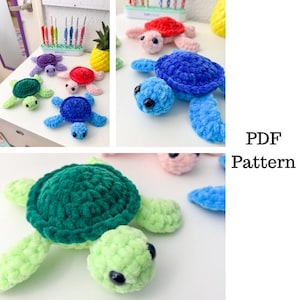 No Sew Mini Turtle Crochet Pattern, No Sew Crochet Pattern, Crochet Amigurumi Pattern, Downloadable PDF Pattern, Crochet Turtle Pattern