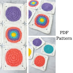 Circle Granny Square Crochet Pattern, Granny Square Pattern, Crochet PDF Pattern, Square Crochet Pattern, Downloadable PDF Pattern, Pattern