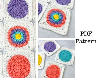 Circle Granny Square Crochet Pattern, Granny Square Pattern, Crochet PDF Pattern, Square Crochet Pattern, Downloadable PDF Pattern, Pattern