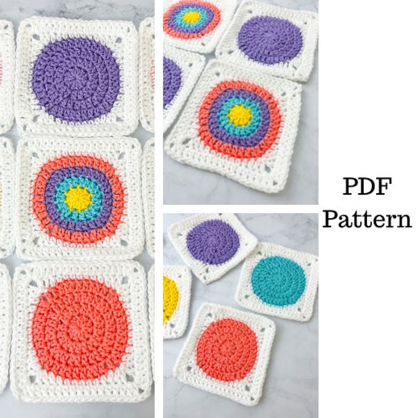 Circle Granny Square Crochet Pattern, Granny Square Pattern, Crochet PDF Pattern, Square Crochet Pattern, Downloadable PDF Pattern, Pattern
