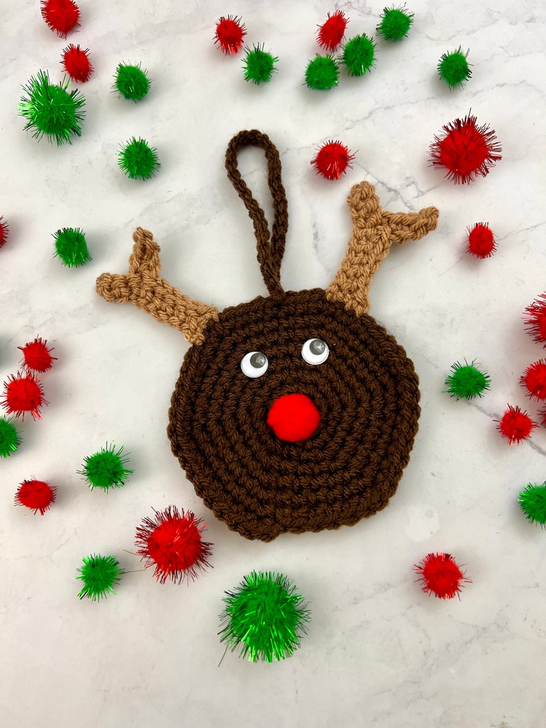 Rudolph Ornament Crochet Pattern, Crochet PDF Pattern, Christmas Crochet Pattern, Downloadable PDF Pattern, Free Crochet Pattern image 2