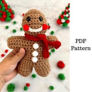 Gingerbread Man Crochet Pattern, Crochet PDF Pattern, Stuffie Crochet Pattern, Downloadable PDF Pattern, Free Crochet Pattern, Christmas image 1