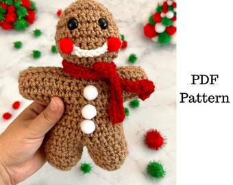 Gingerbread Man Crochet Pattern, Crochet PDF Pattern, Stuffie Crochet Pattern, Downloadable PDF Pattern, Free Crochet Pattern, Christmas