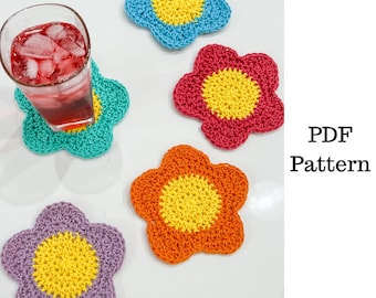 Easy Flower Coasters Crochet Pattern, Daisy Coasters Crochet Pattern, Downloadable PDF Pattern, Free Crochet Pattern, Quick Crochet Pattern