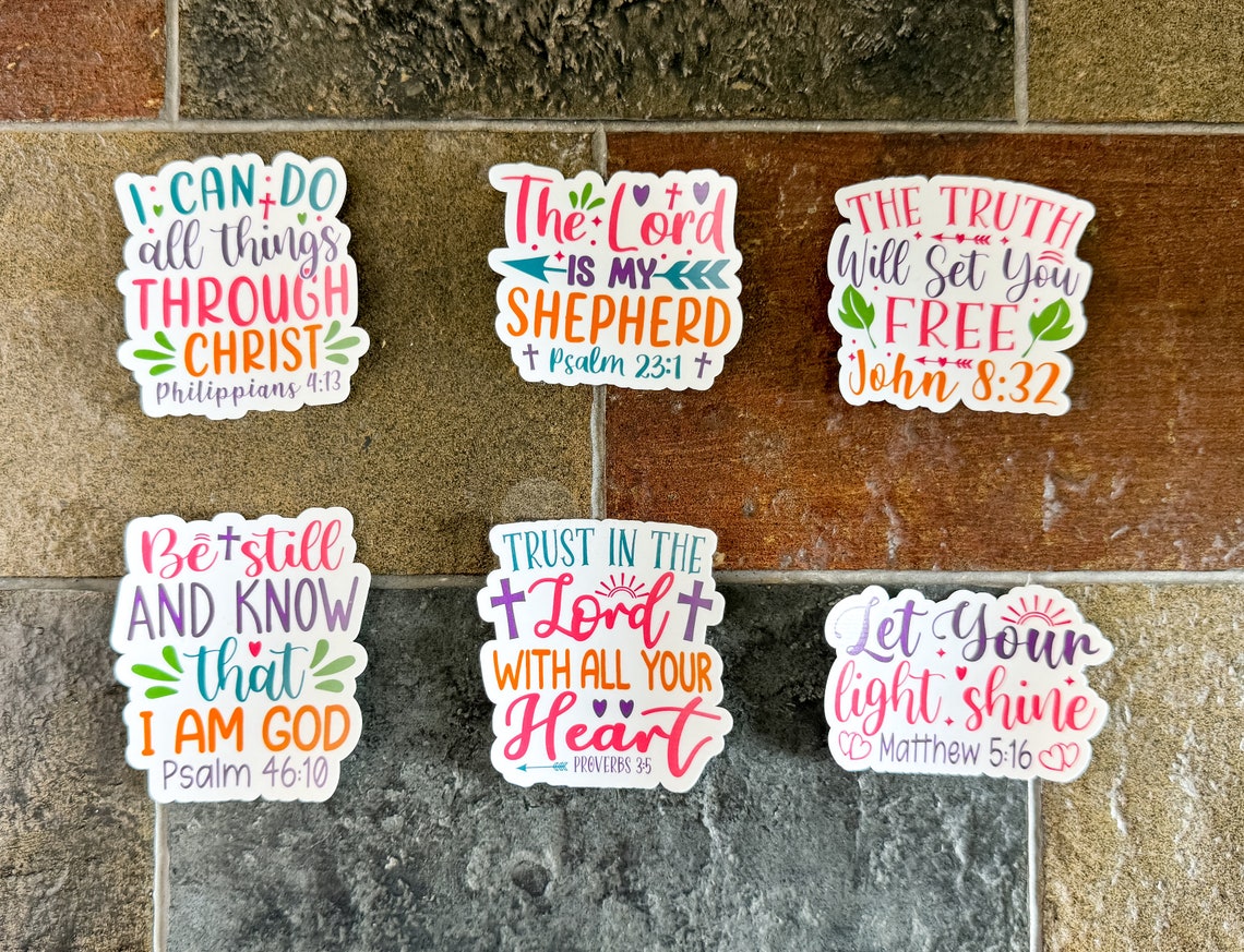 Scripture Sticker Pack, Set of 6 Stickers, Waterproof Sticker, Water ...