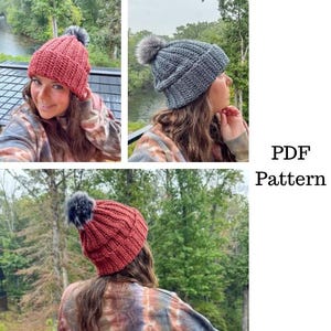 Easy Ribbed Hat Crochet Pattern, Crochet PDF Pattern, Adult Beanie ...