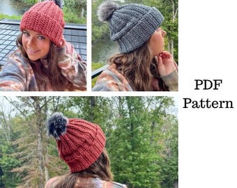Easy Ribbed Hat Häkelanleitung, PDF Häkelanleitung, Erwachsenen Mütze häkeln Anleitung, Herunterladbare PDF Anleitung, Crochet Beanie Free Pattern