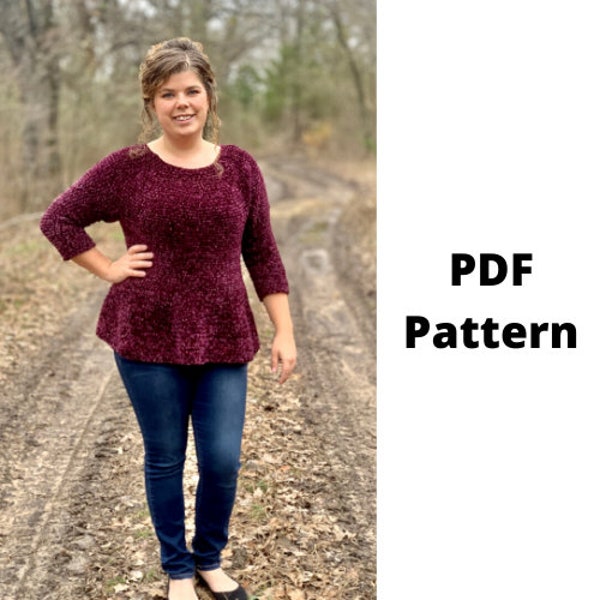 Pretty in Peplum Sweater Crochet Pattern, Sweater Crochet Pattern, Crochet PDF Pattern, Downloadable PDF Pattern, Free Crochet Pattern