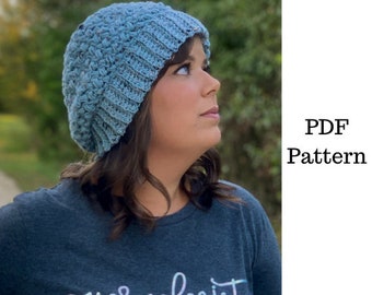 Patrón de ganchillo de gorro de frijol holgado, gorro holgado, patrón PDF de ganchillo, patrón de ganchillo de sombrero, patrón PDF descargable, patrón de ganchillo gratis