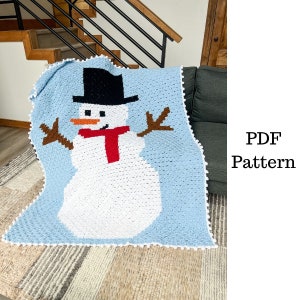 Snowman C2C Blanket Crochet Pattern Crochet PDF Pattern image 1