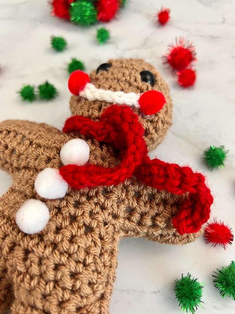 Gingerbread Man Crochet Pattern, Crochet PDF Pattern, Stuffie Crochet Pattern, Downloadable PDF Pattern, Free Crochet Pattern, Christmas image 3