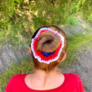 4th of July Hair Scrunchie Crochet Pattern, Crochet PDF Pattern, Downloadable PDF Pattern, Crochet Pattern, Free Crochet Pattern image 4