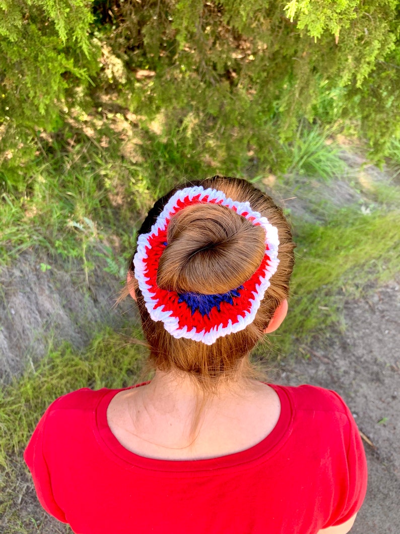 4th of July Hair Scrunchie Crochet Pattern, Crochet PDF Pattern, Downloadable PDF Pattern, Crochet Pattern, Free Crochet Pattern image 4