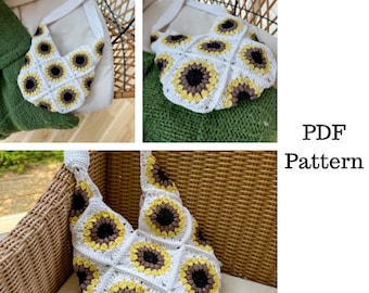 Sunflower Bag Crochet Pattern, Summer Bag, Tote Bag Crochet Pattern, Crochet Bag Pattern, Downloadable PDF Pattern, Free Crochet Pattern