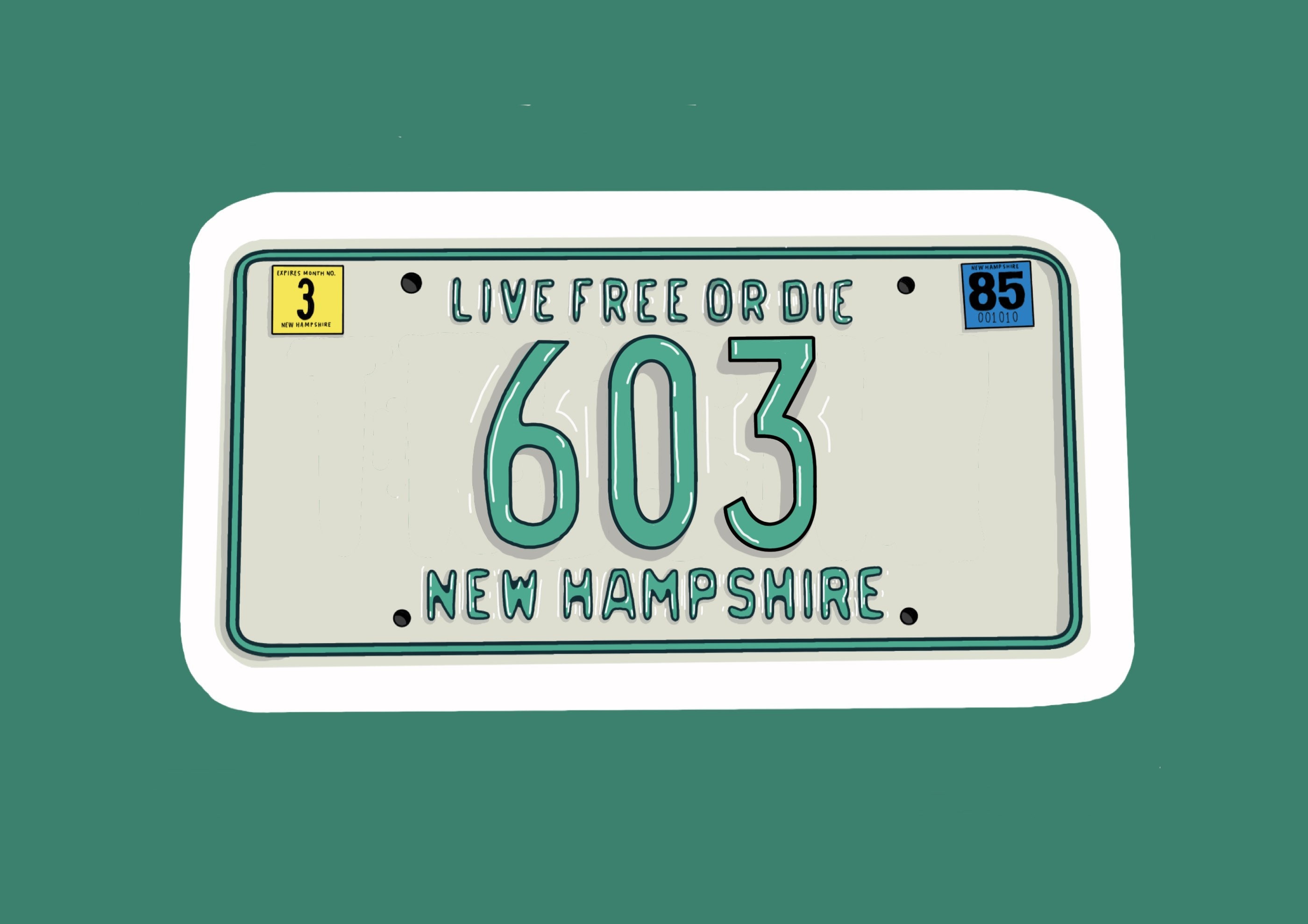 603 New Hampshire Vintage License Plate Vinyl Sticker Yeti Etsy