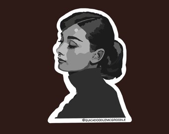 Pegatina/sticker/autocollant/Black&White/ GLOSSY Audrey Hepburn Pegatina/sticker/autocollant/Black&White/ GLOSSY Audrey Hepburn