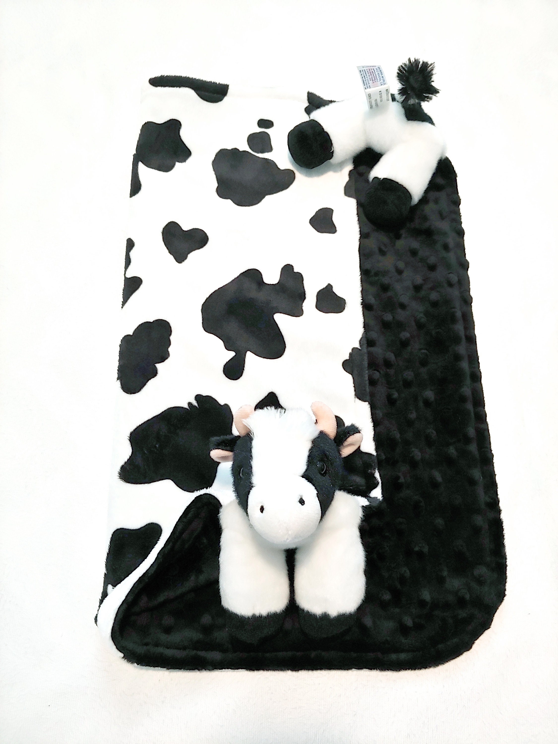 Cow Minky Blanket Baby Animal Blanket Snuggle Blanket Lovey Etsy