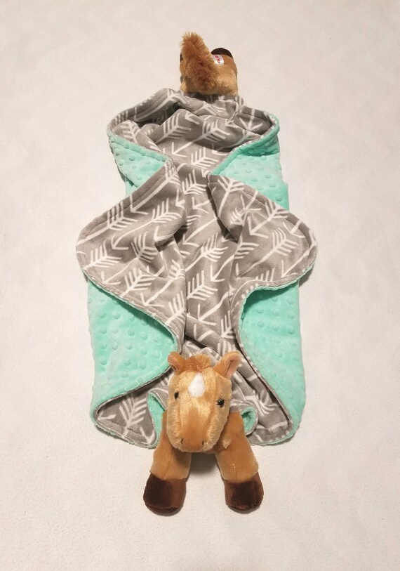 Horse Minky Blanket Baby Animal Blanket Snuggle Blanket Lovey Etsy