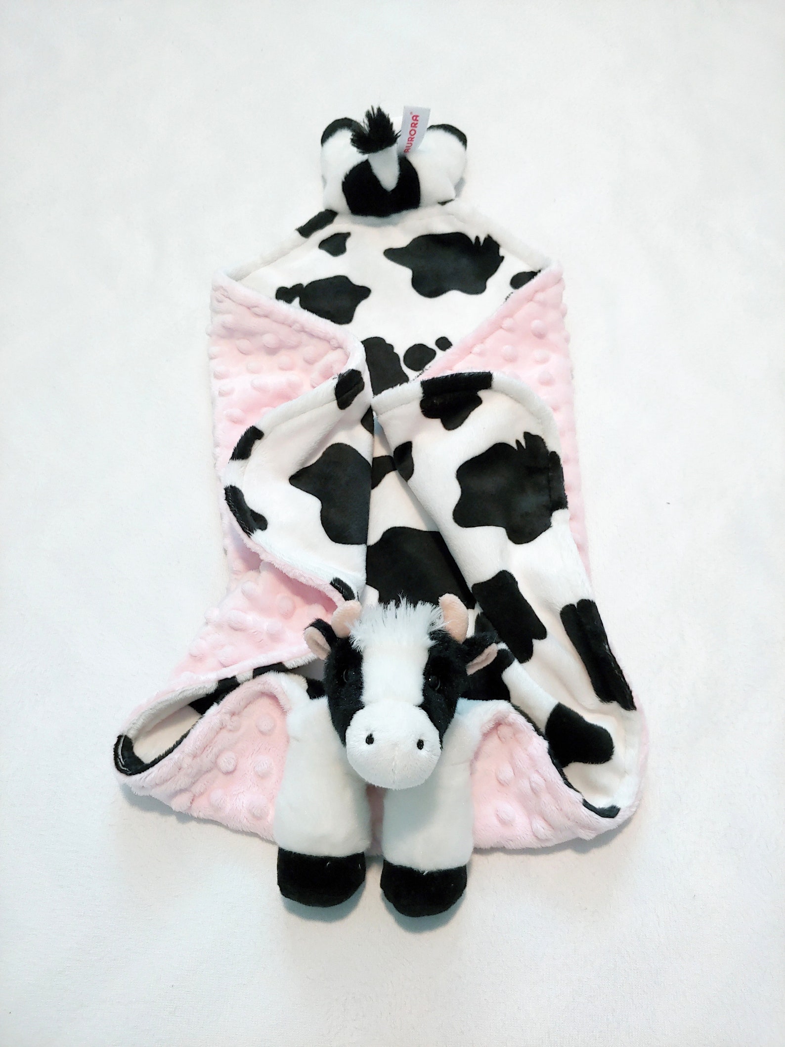 Cow Minky Blanket Baby Animal Blanket Snuggle Blanket Lovey Etsy