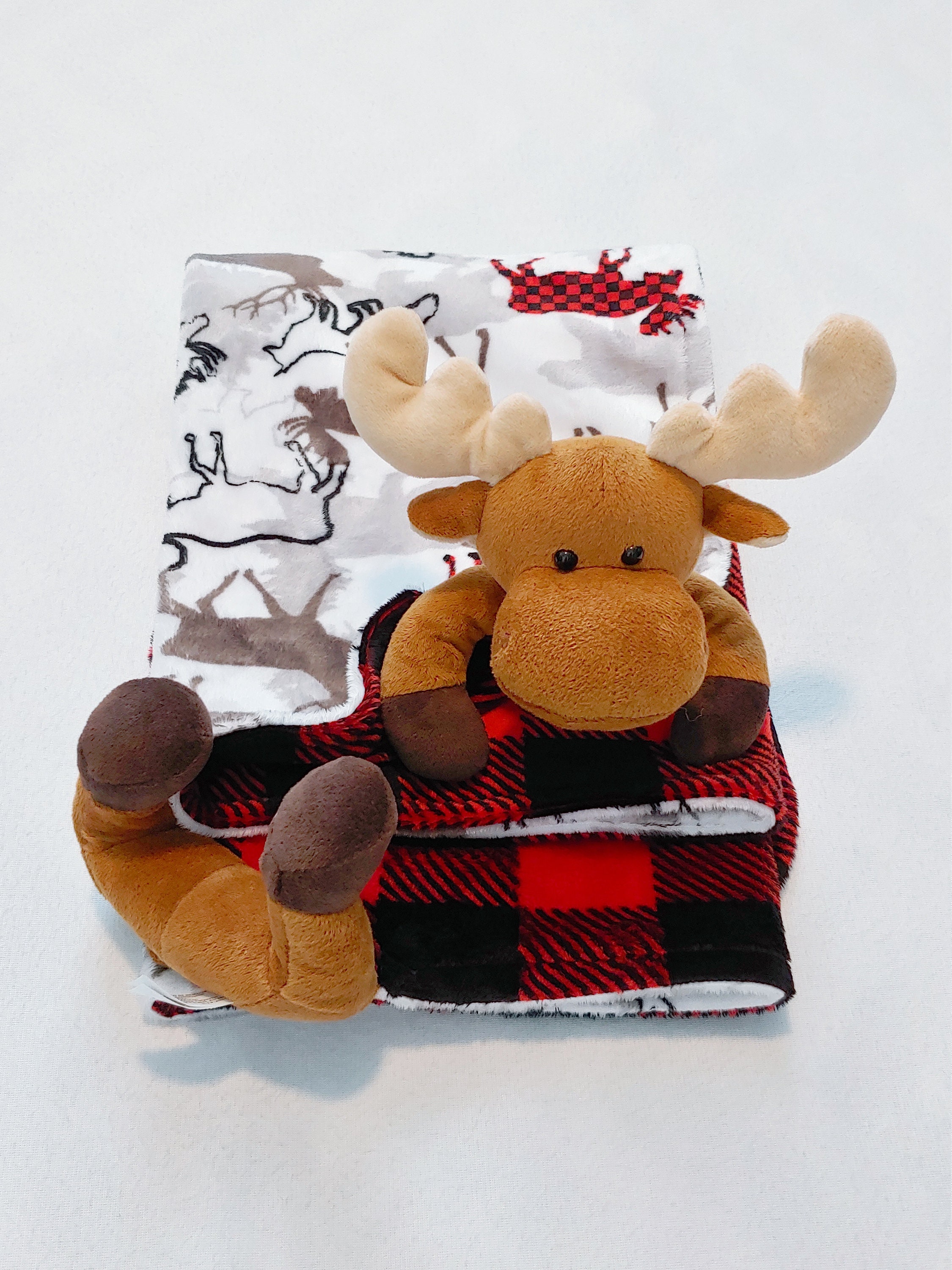 Moose minky blanket baby animal blanket snuggle blanket lovey Etsy