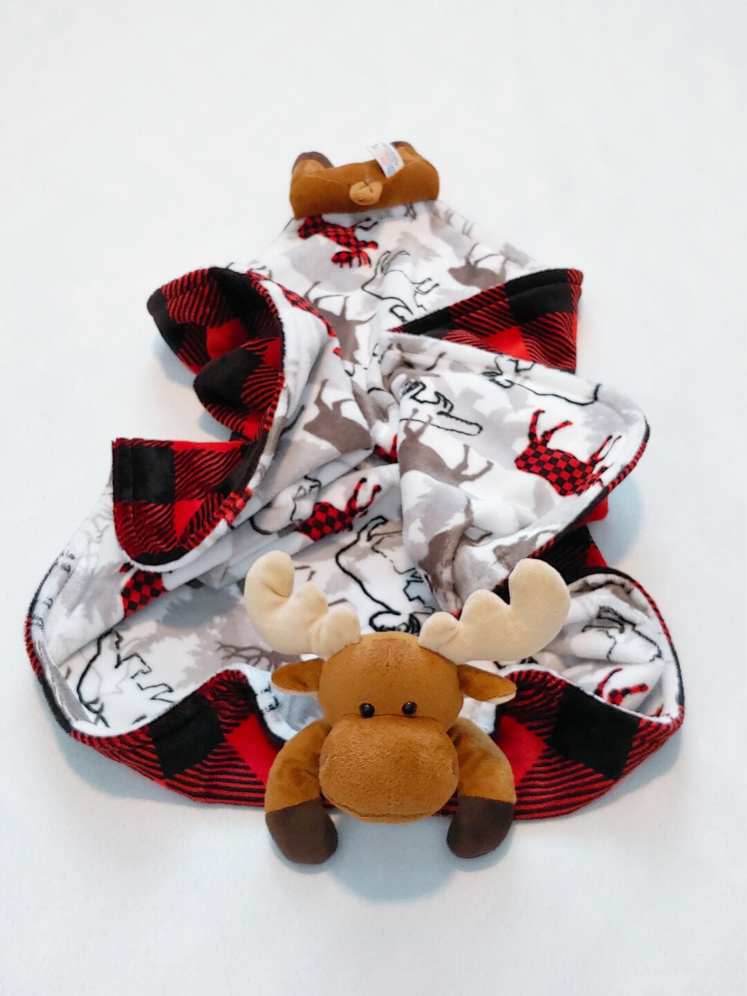 Moose Minky Blanket Baby Animal Blanket Snuggle Blanket Lovey 18x18