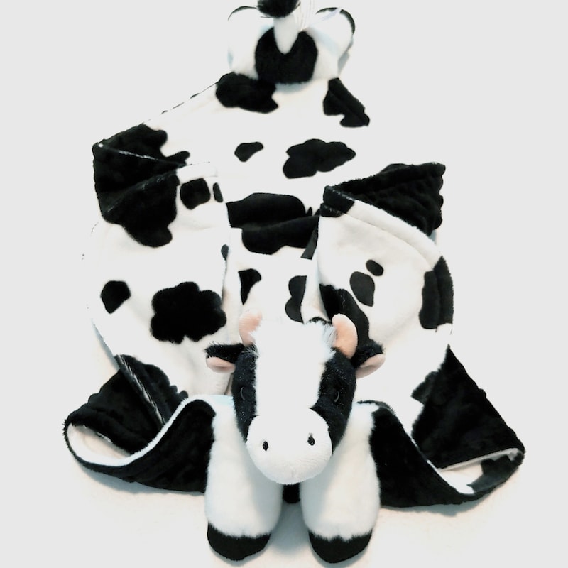 Baby Hooded Blanket – Blue Cow Design