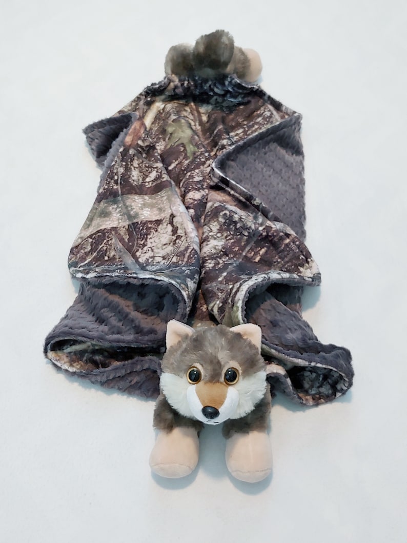 Wolf Minky Blanket Baby Animal Blanket Snuggle Blanket Lovey Etsy